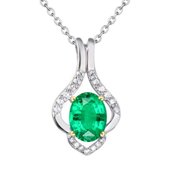 Pavé Pendentif Gemme – Émeraude Colombienne 1,50 carats Or Deux