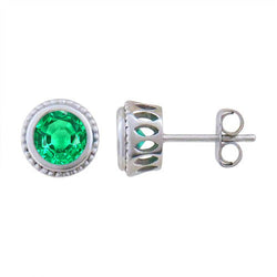 Émeraude Fine Certifié GIA Gemstone Earring 1 carats en Or Blanc
