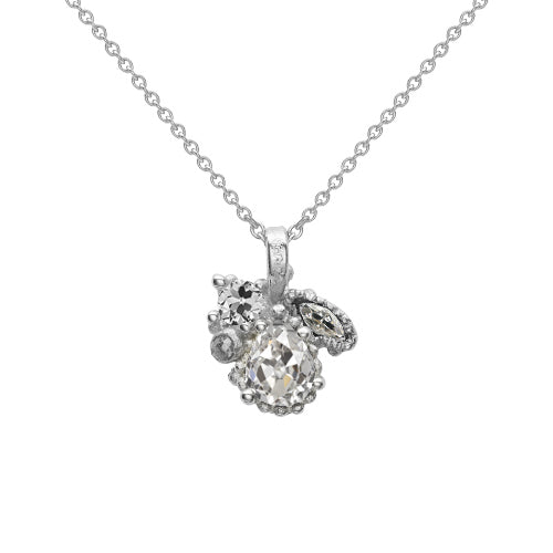 Pendentif Goutte Or Blanc 14 Carats avec Diamant – vue principale