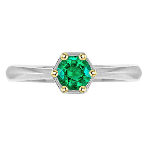 Émeraude Fine Bague avec Gemme 1,50 carats Or 14K Bicolore – vue principale