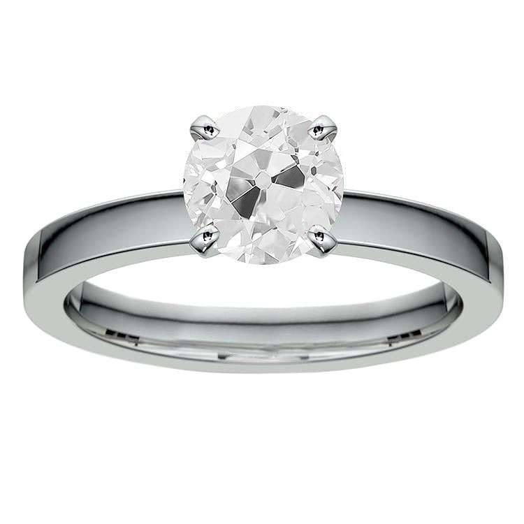 Véritable 2.50 Carats Ancienne Mine Cut Solitaire Bague 4 Griffes Or Blanc 14K Bijoux