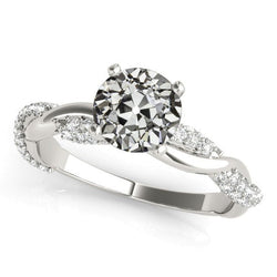 Véritable Alliance Ronde Diamant Taille Ancienne Tige Torsadée 3.50 Carats
