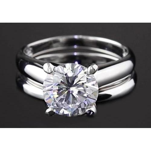 Véritable Bague De Fiançailles Ronde 2 Carats Sertie 4 Griffes