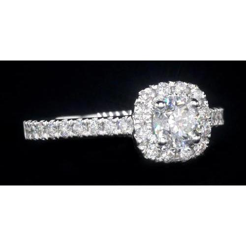 Véritable Bague De Fiançailles Sertie Halo 1.85 Carats Or Blanc 14 Carats