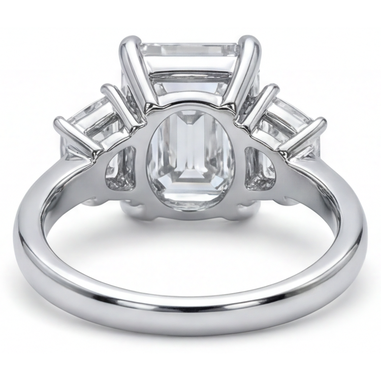 Véritable Bague Diamant émeraude 7 Carats 3 Pierres