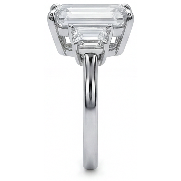 Véritable Bague Diamant émeraude 7 Carats 3 Pierres