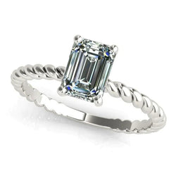 Véritable Bague Diamant émeraude Style Corde 4 Carats