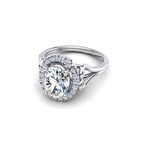 Véritable Bague Halo anniversaire diamant ovale 1.90 ct