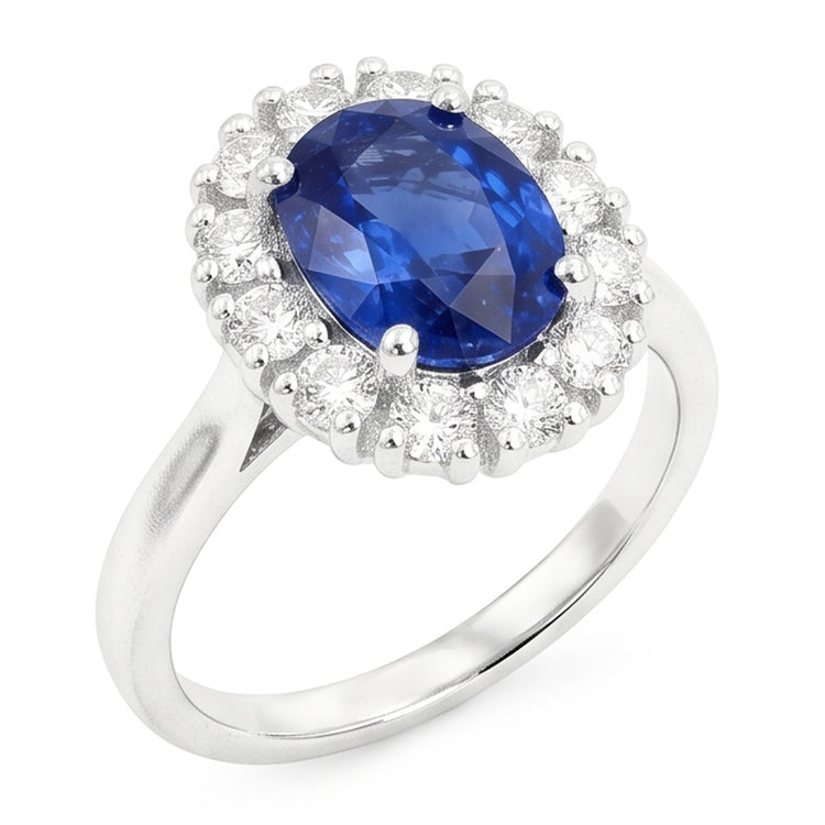 Véritable Bague Saphir Ovale Du Sri Lanka