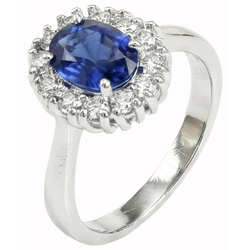 Véritable Bague Saphir Ovale Du Sri Lanka