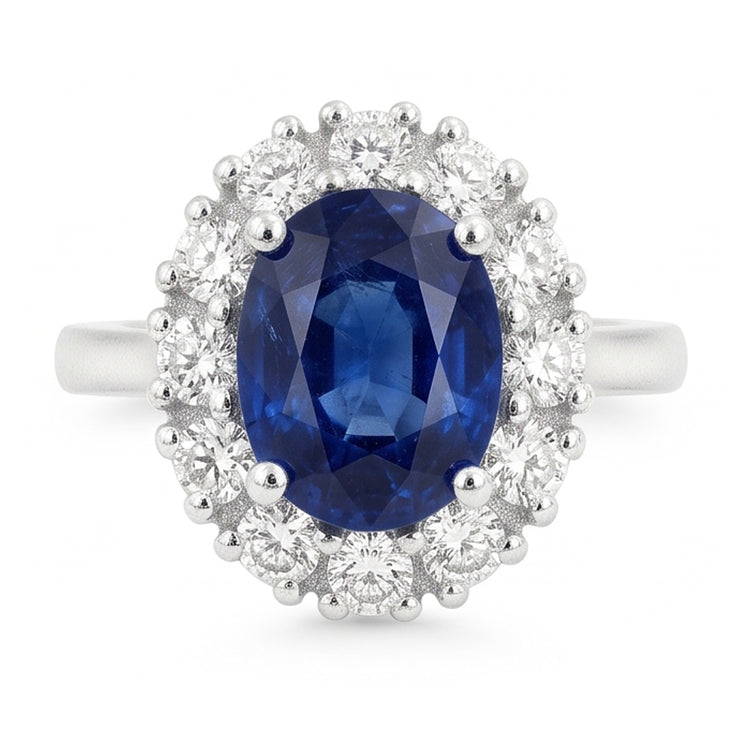 Véritable Bague Saphir Ovale Du Sri Lanka