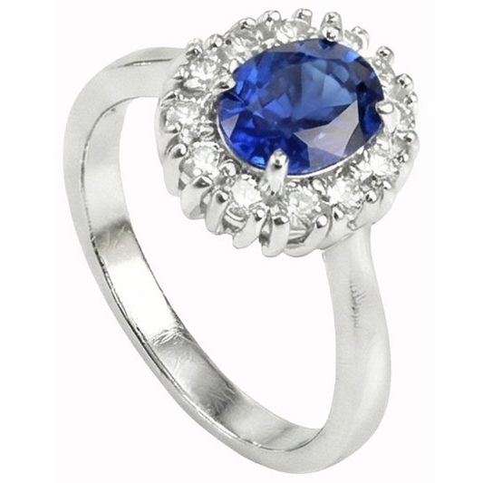 Véritable Bague Saphir Ovale Du Sri Lanka