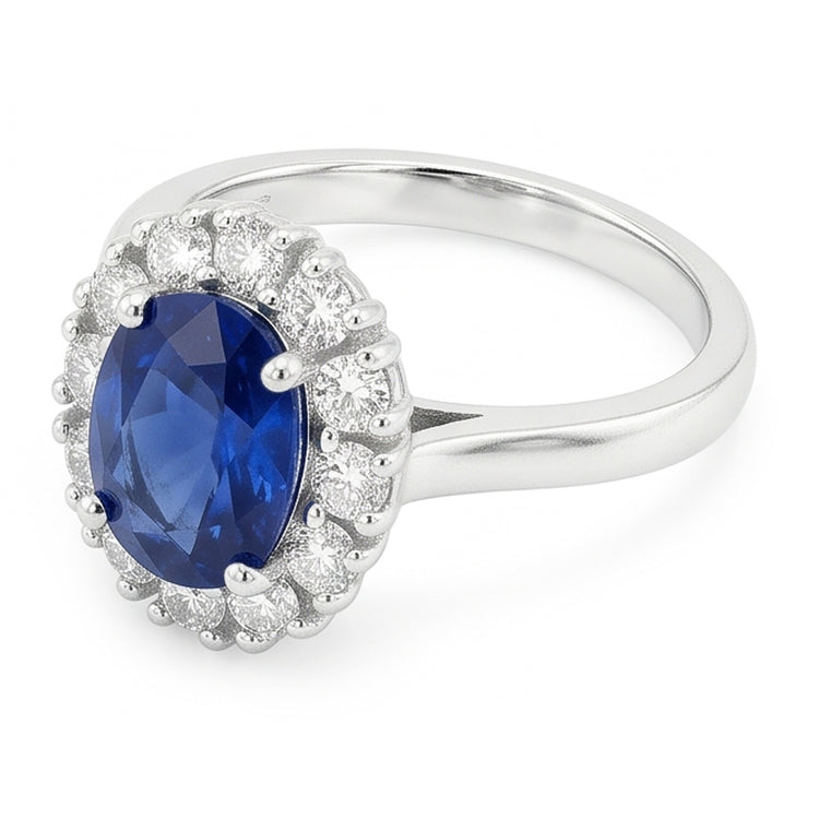 Véritable Bague Saphir Ovale Du Sri Lanka