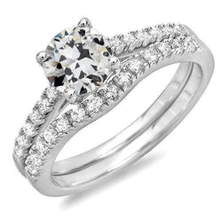 Véritable Bague de fiançailles en or 14K sertie de bijoux taillés dans une ancienne mine 4.50 carats