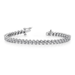 Véritable Bracelet Tennis En Or Blanc Avec Deux Pois À 4,40 Carats Dans Une Cosse