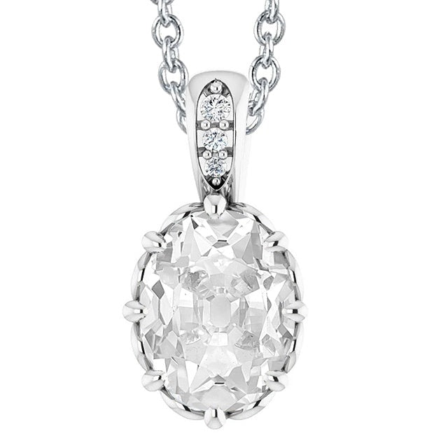 Véritable Collier Pendentif Diamant Avec Bélière Ronde & Ovale Vieux mineur 5.50 Carats
