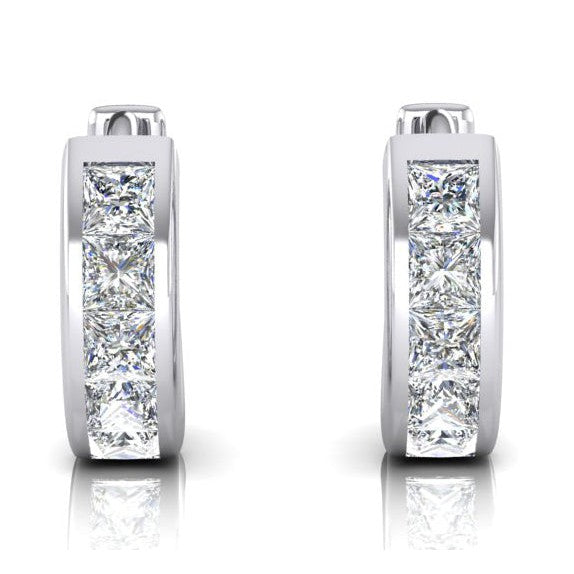 Véritable Diamant Huggies Huggy  Boucles d'oreilles Princesse Coupes