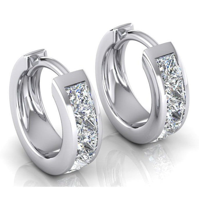 Véritable Diamant Huggies Huggy  Boucles d'oreilles Princesse Coupes