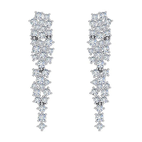 Véritable Diamant Lustre Boucles d'Oreilles Grappe