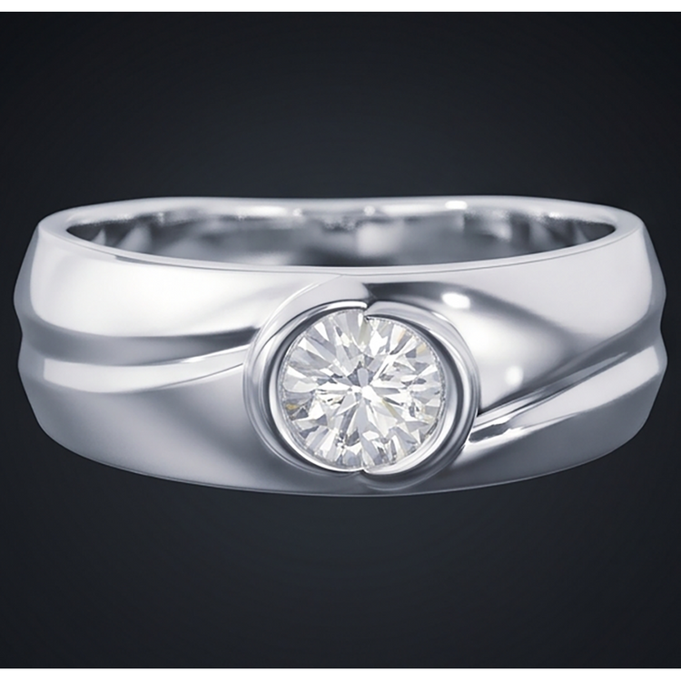 Véritable Ovale Bague en Diamant Hommes Bijoux Lunette
