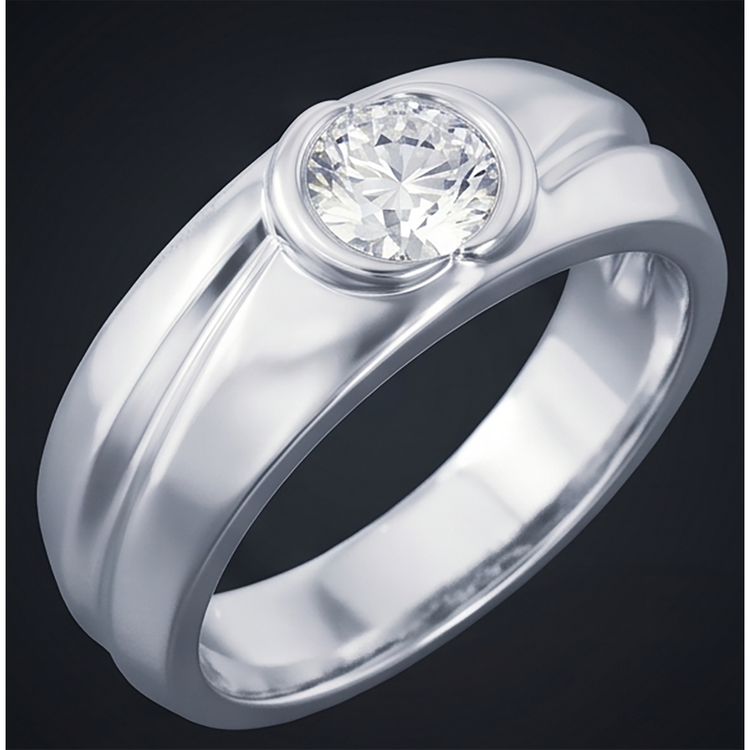 Véritable Ovale Bague en Diamant Hommes Bijoux Lunette