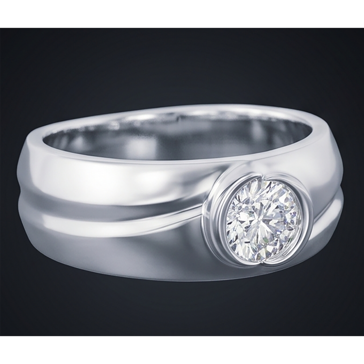 Véritable Ovale Bague en Diamant Hommes Bijoux Lunette