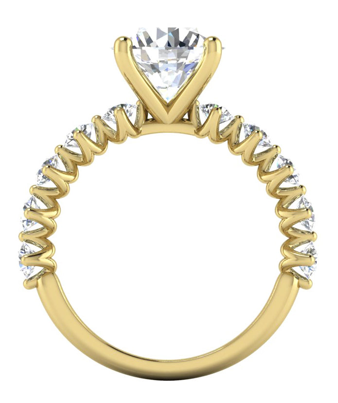 Véritable Rond Bague en Diamant Avec Accents Or Jaune