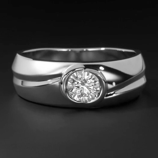 Véritable Ovale Bague en Diamant Hommes Bijoux Lunette