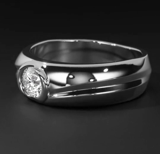 Véritable Ovale Bague en Diamant Hommes Bijoux Lunette