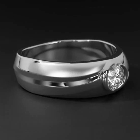 Véritable Ovale Bague en Diamant Hommes Bijoux Lunette