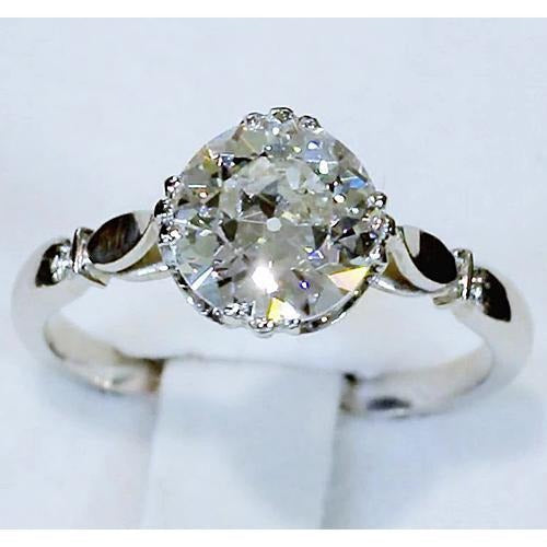 Vieux mineur Solitaire Réel Diamond Ring Engagement 2.50 Carats Bijoux 14K