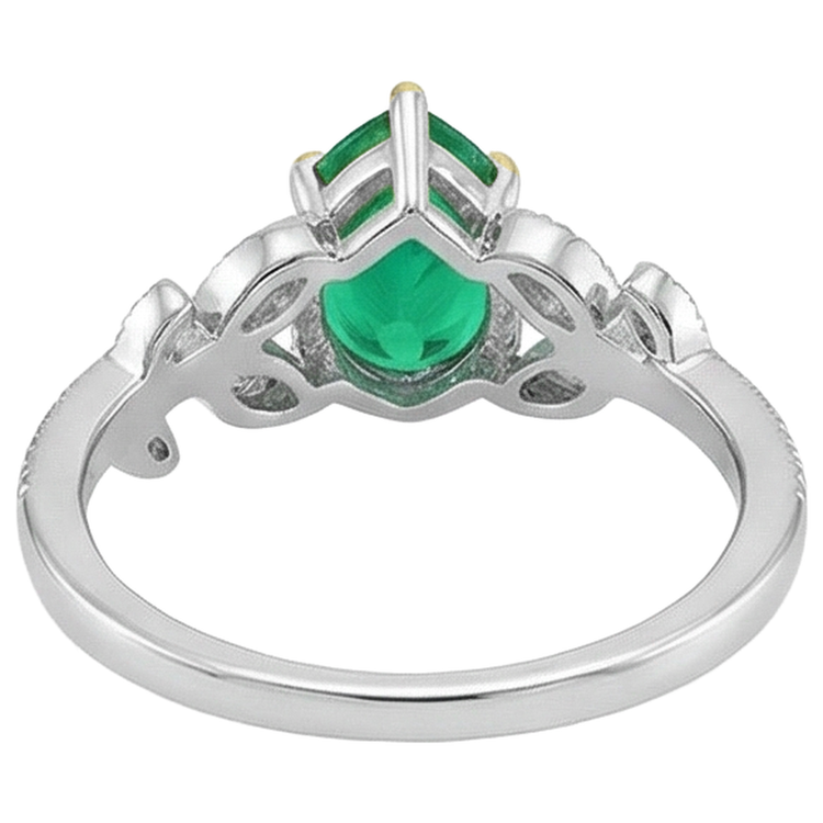 Bague Pierre de Couleur Or Deux Tons 14 Carats avec Émeraude Fine – vue arrière