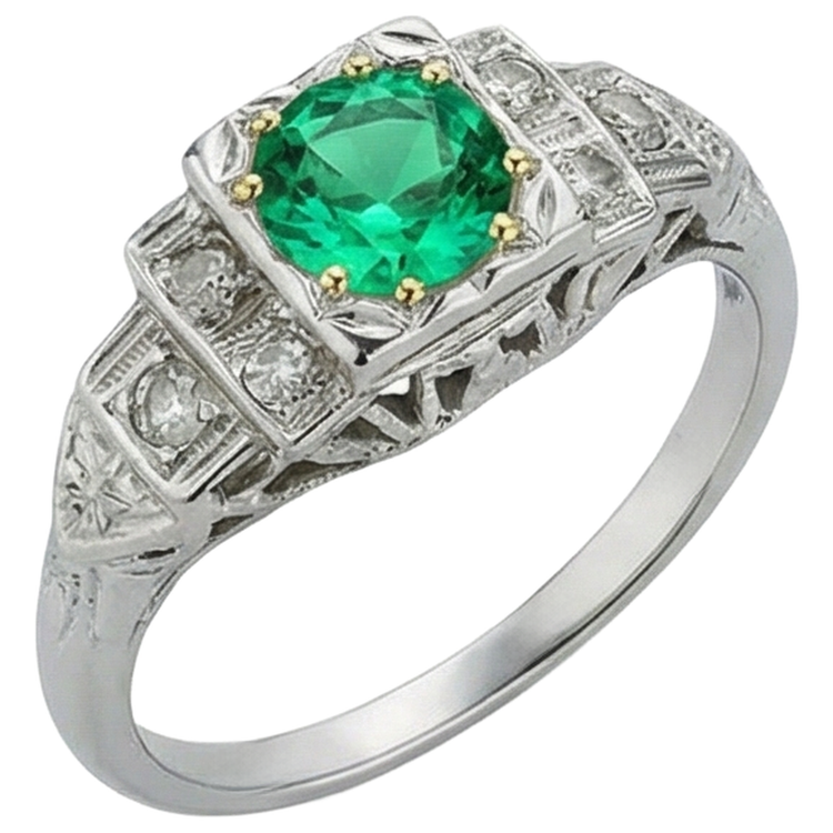 Émeraude Colombienne Bague Pierre de Couleur – vue de côté