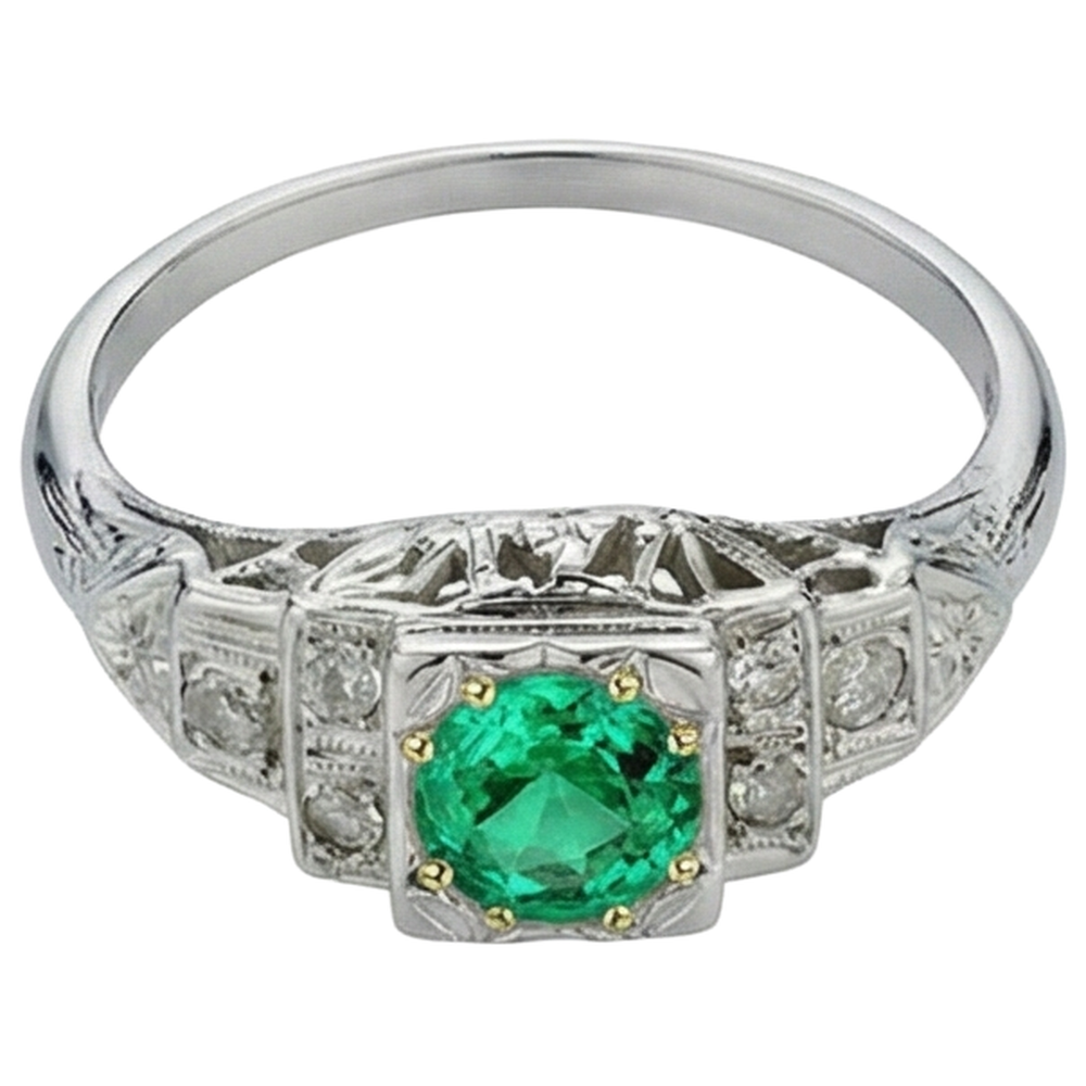 Émeraude Colombienne Bague Pierre de Couleur – vue d'angle
