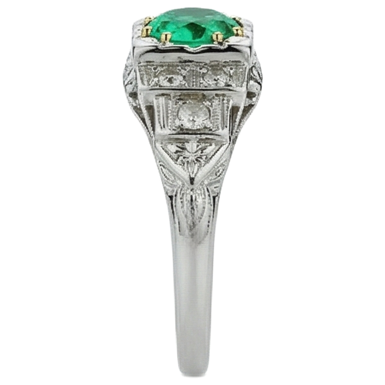 Émeraude Colombienne Bague Pierre de Couleur 2 carats Or 14K Bicolore – vue de dessus