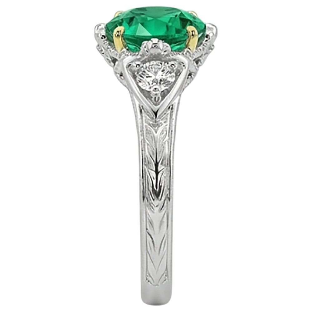 Rayonnant Émeraude Fine Bague Pierre Précieuse 2,50 carats – vue détaillée