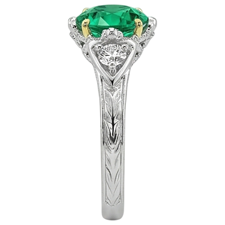 Rayonnant Émeraude Fine Bague Pierre Précieuse 2,50 carats – vue détaillée