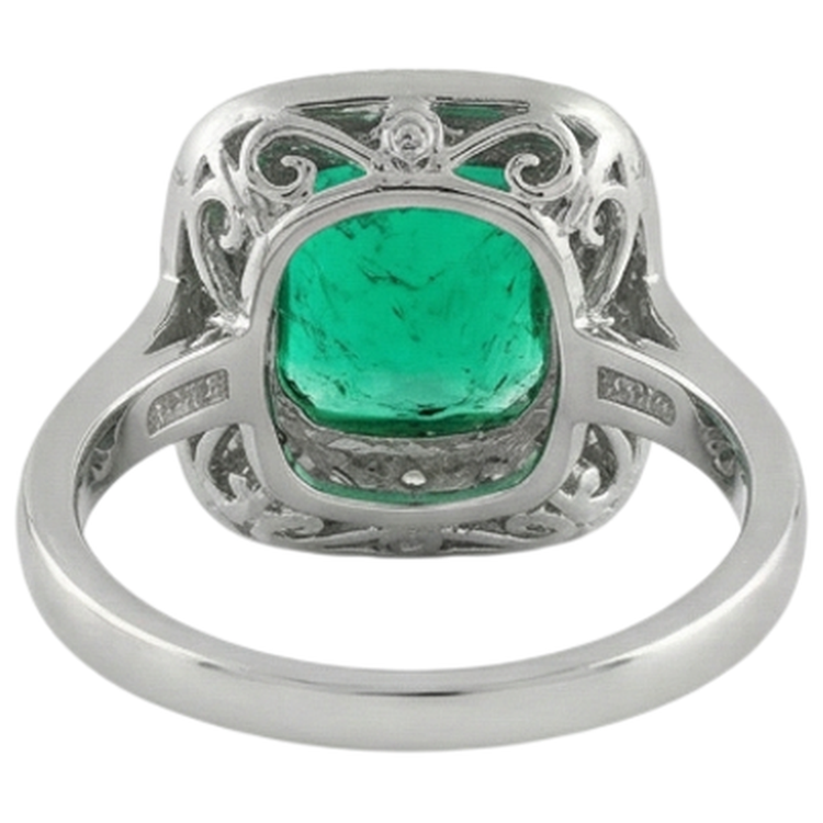 Bague Pierre Précieuse Or Deux Tons 14 Carats avec Émeraude Colombienne – vue détaillée
