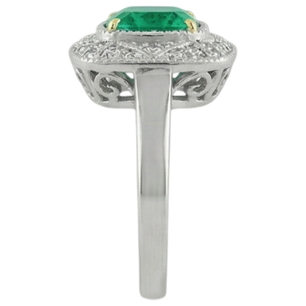 Émeraude Colombienne Bague Pierre Précieuse 3-carats Or Deux Tons 14 Carats – vue arrière