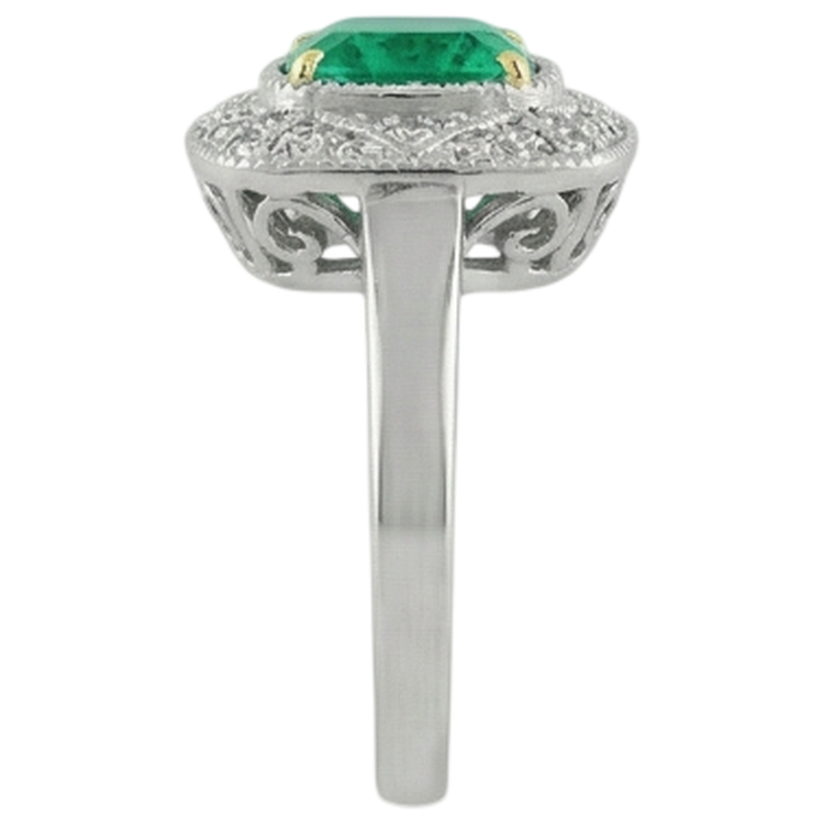 Émeraude Colombienne Bague Pierre Précieuse 3-carats Or Deux Tons 14 Carats – vue arrière
