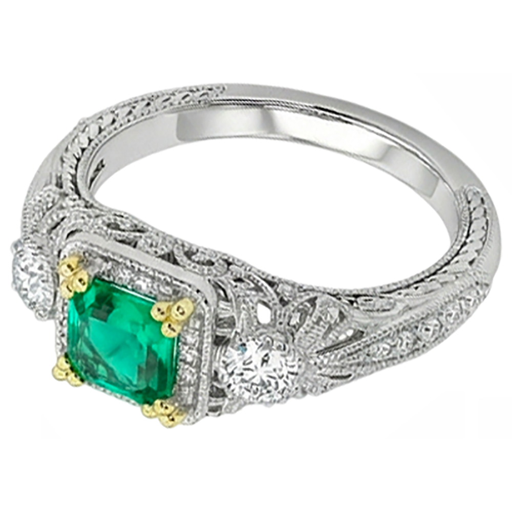 Émeraude Fine Bague avec Gemme – vue de côté