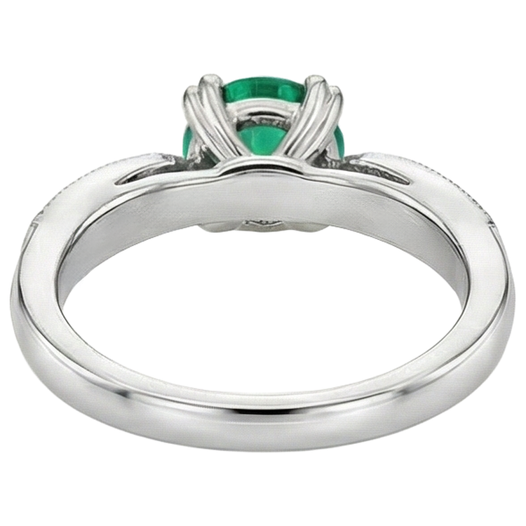 Émeraude Colombienne Taille Ronde Bague Pierre de Couleur en Or Deux Tons 14 Carats – vue arrière