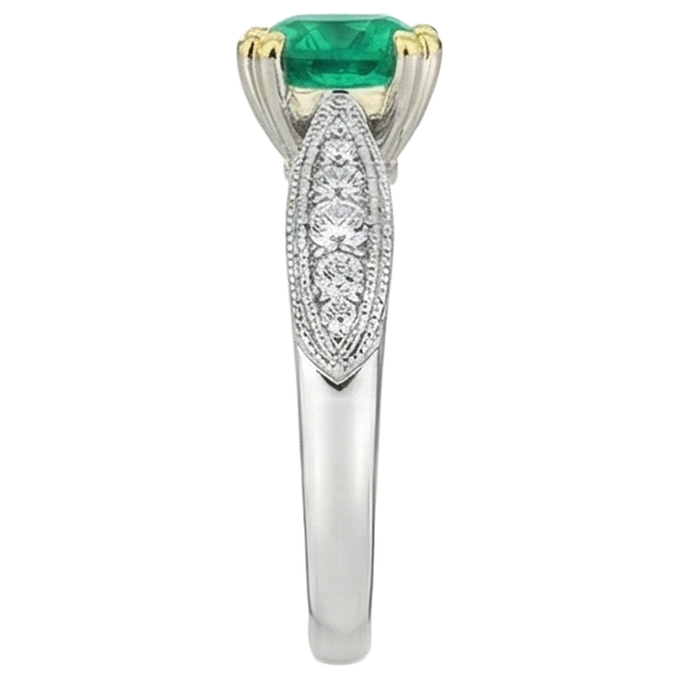 Fait à la main Émeraude Colombienne Bague Pierre de Couleur 2,50 carats – vue de profil