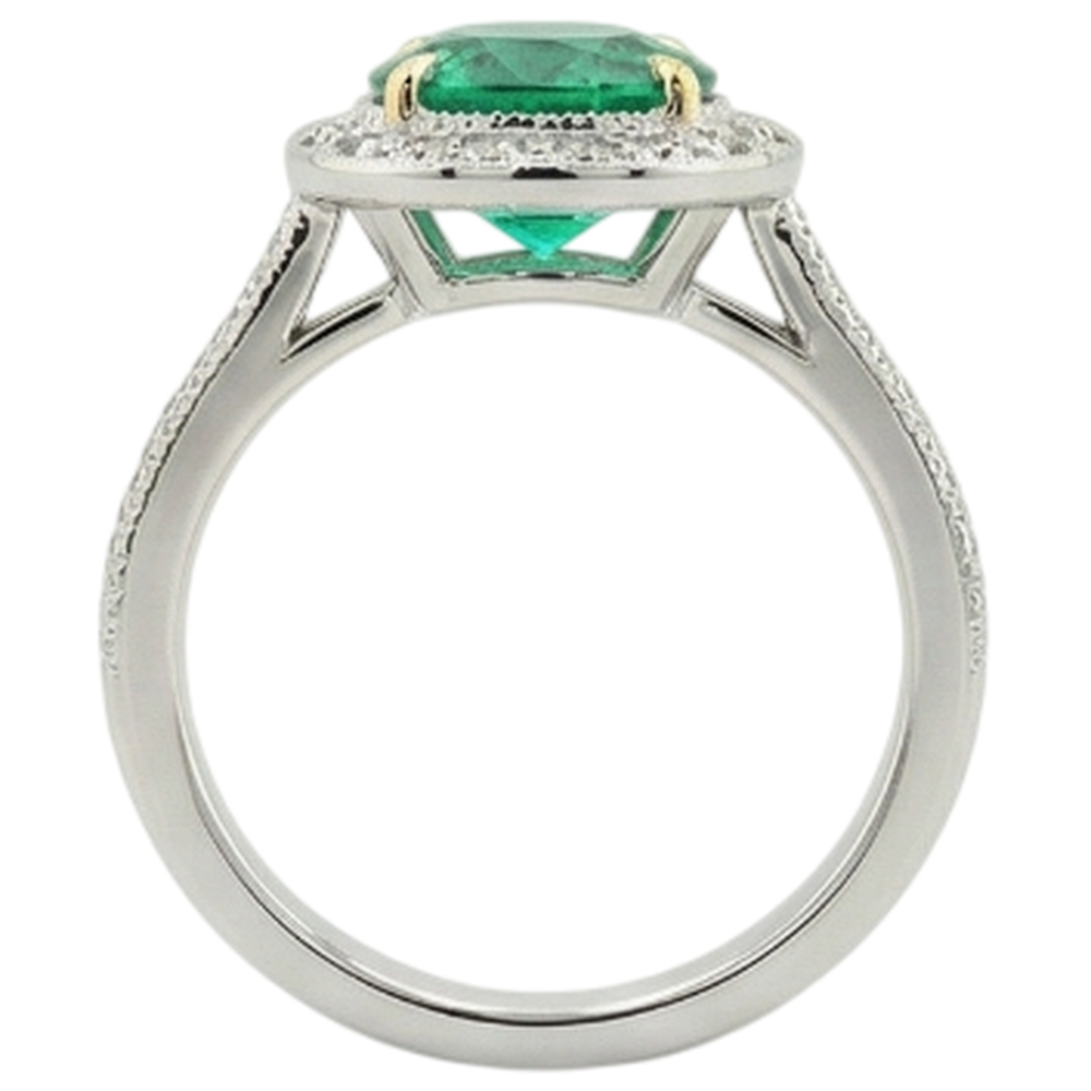 Émeraude Taille Ronde Bague avec Gemme en Or 14K Bicolore – vue de dessus