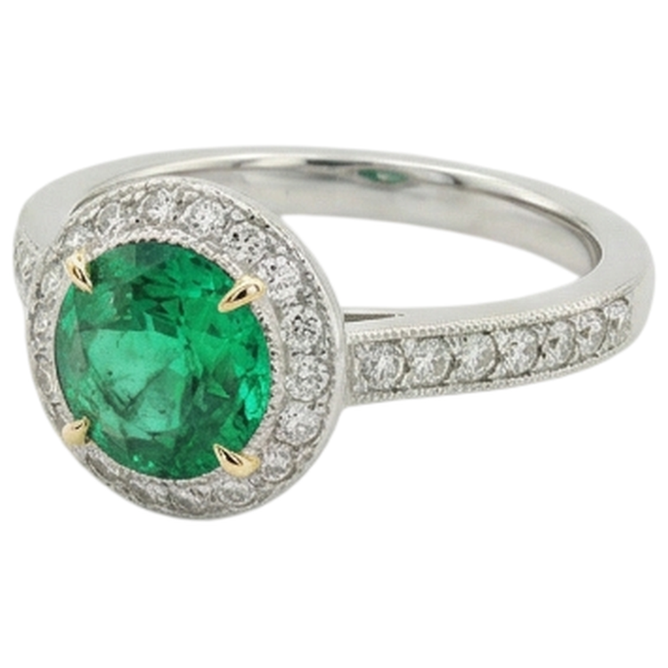 Émeraude Bague avec Gemme – vue de côté