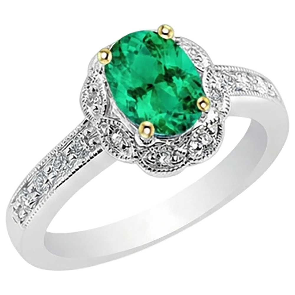 Fin Émeraude Bague avec Gemme 2 carats – vue de côté