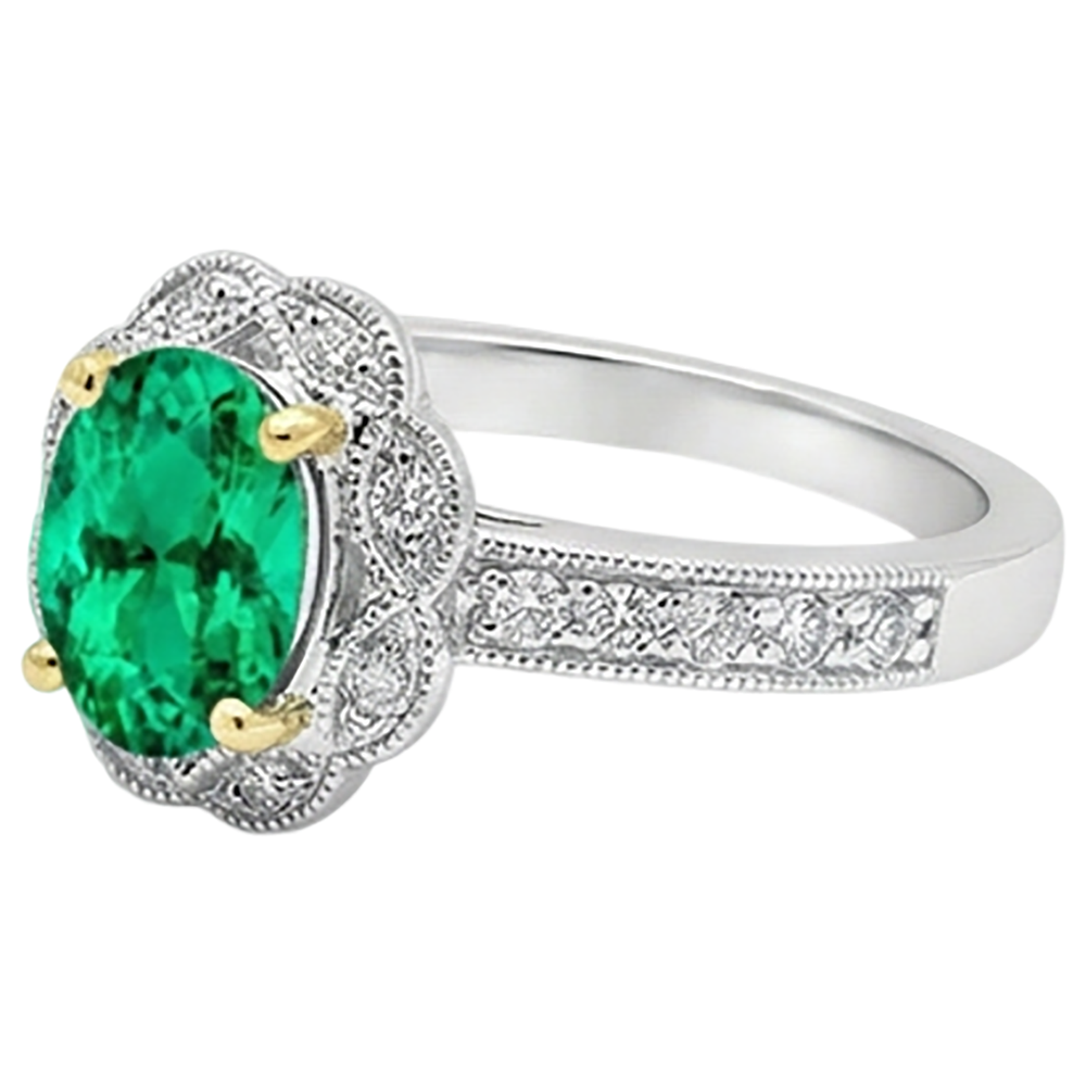 Émeraude Bague avec Gemme – vue d'angle