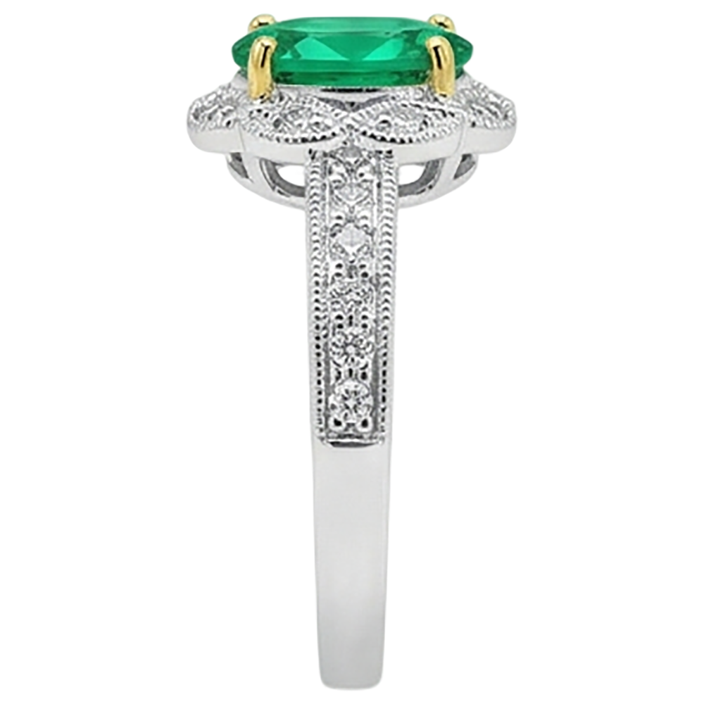 Fin Émeraude Bague avec Gemme 2 carats – vue de dessus
