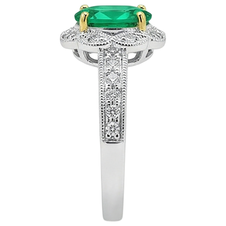 Fin Émeraude Bague avec Gemme 2 carats – vue de dessus