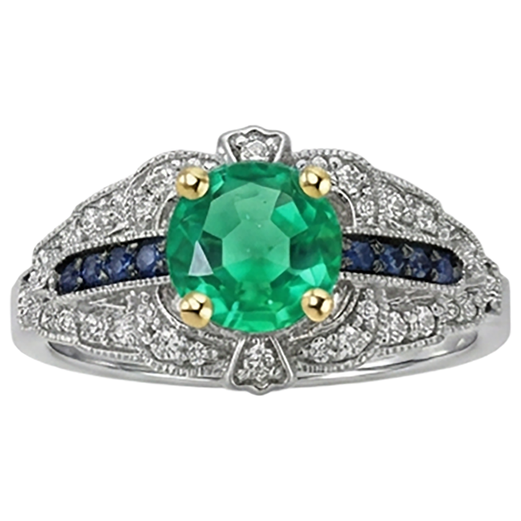 Bague Pierre Précieuse 14K avec Émeraude Colombienne – vue d'angle